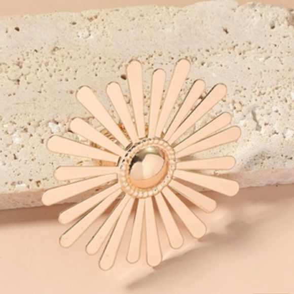 SOLD OUT Exaggerated Flower Ring In Gold Tone, Gold Metal Ring - Picture 4 of 9